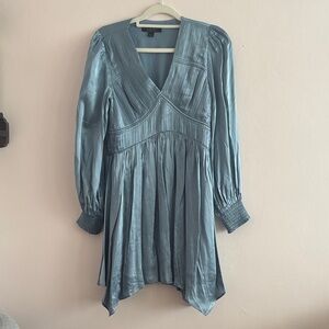 All Saints Teal Long Sleeve Dress